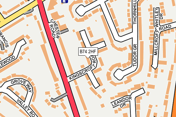 B74 2HF map - OS OpenMap – Local (Ordnance Survey)