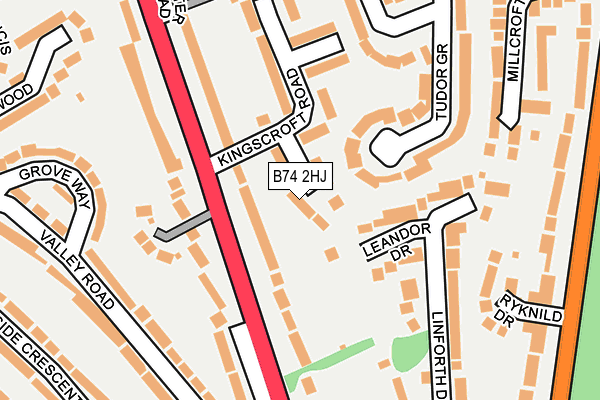 B74 2HJ map - OS OpenMap – Local (Ordnance Survey)