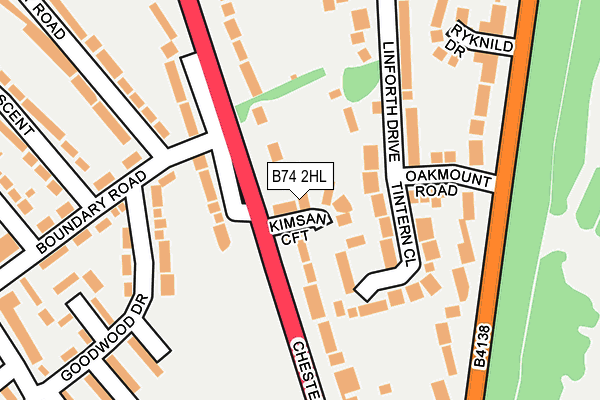 B74 2HL map - OS OpenMap – Local (Ordnance Survey)