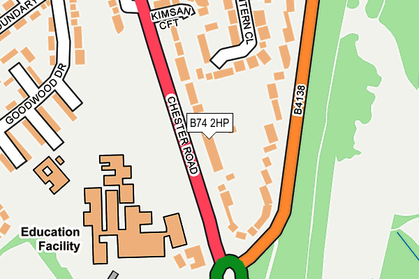 B74 2HP map - OS OpenMap – Local (Ordnance Survey)