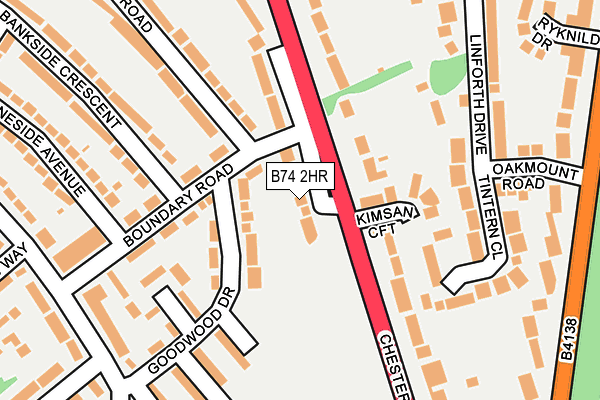B74 2HR map - OS OpenMap – Local (Ordnance Survey)