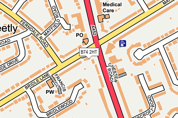 B74 2HT map - OS OpenMap – Local (Ordnance Survey)