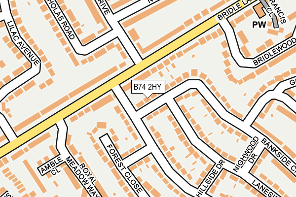 B74 2HY map - OS OpenMap – Local (Ordnance Survey)