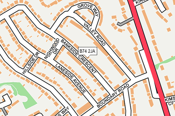 B74 2JA map - OS OpenMap – Local (Ordnance Survey)