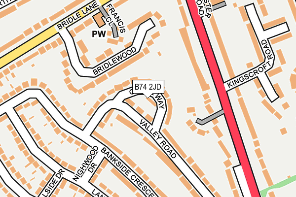 B74 2JD map - OS OpenMap – Local (Ordnance Survey)