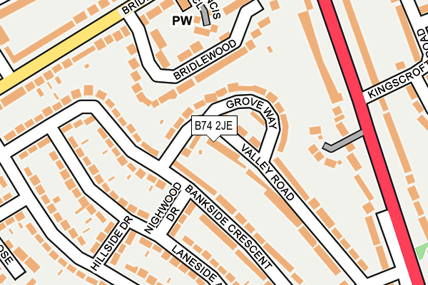 B74 2JE map - OS OpenMap – Local (Ordnance Survey)