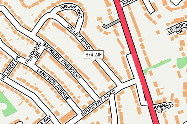 B74 2JF map - OS OpenMap – Local (Ordnance Survey)