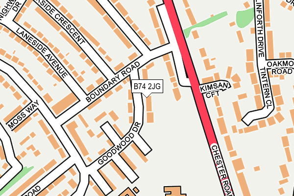 B74 2JG map - OS OpenMap – Local (Ordnance Survey)