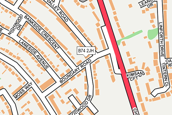 B74 2JH map - OS OpenMap – Local (Ordnance Survey)