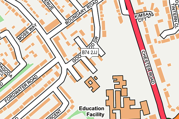 B74 2JJ map - OS OpenMap – Local (Ordnance Survey)