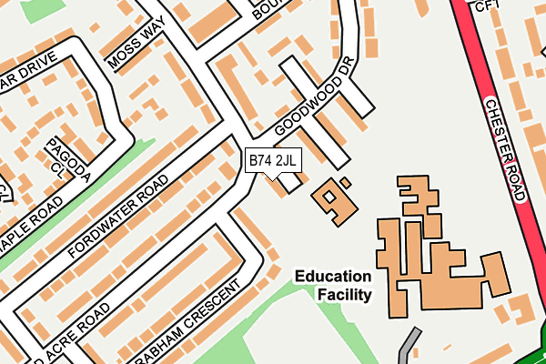B74 2JL map - OS OpenMap – Local (Ordnance Survey)