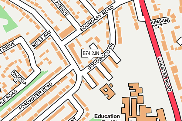 B74 2JN map - OS OpenMap – Local (Ordnance Survey)