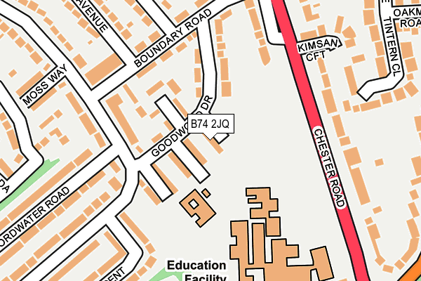 B74 2JQ map - OS OpenMap – Local (Ordnance Survey)