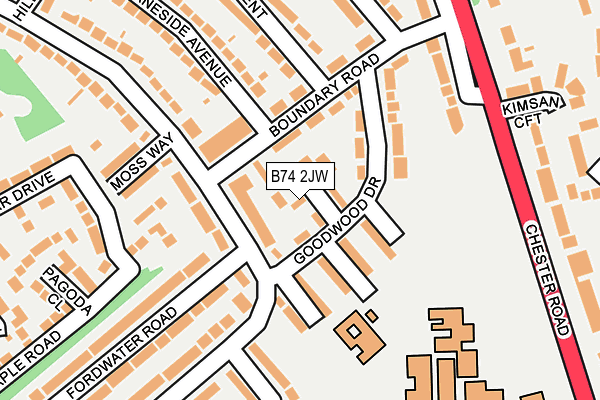 B74 2JW map - OS OpenMap – Local (Ordnance Survey)