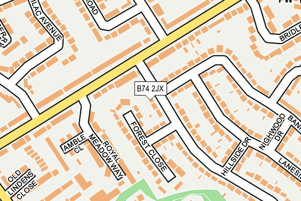 B74 2JX map - OS OpenMap – Local (Ordnance Survey)