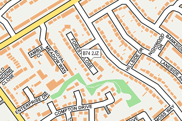 B74 2JZ map - OS OpenMap – Local (Ordnance Survey)