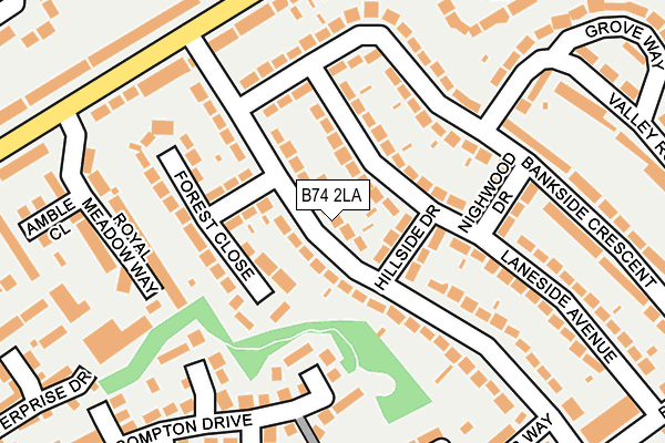 B74 2LA map - OS OpenMap – Local (Ordnance Survey)