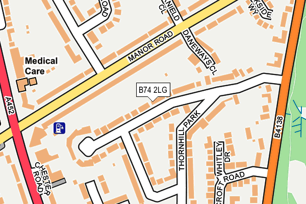 B74 2LG map - OS OpenMap – Local (Ordnance Survey)