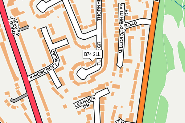 B74 2LL map - OS OpenMap – Local (Ordnance Survey)