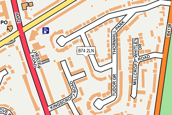 B74 2LN map - OS OpenMap – Local (Ordnance Survey)