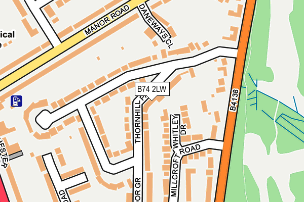 B74 2LW map - OS OpenMap – Local (Ordnance Survey)
