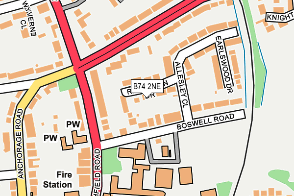 B74 2NE map - OS OpenMap – Local (Ordnance Survey)