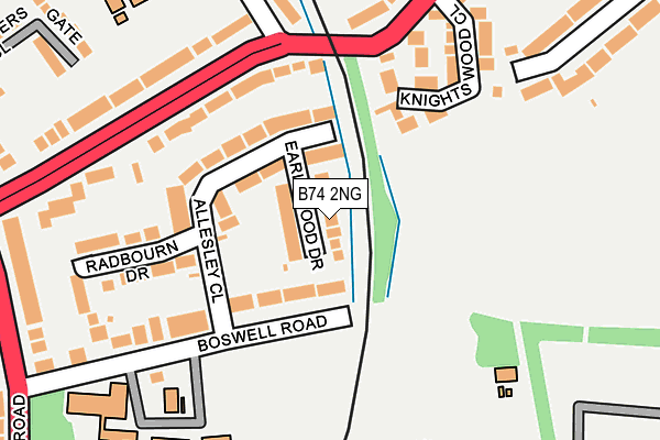 B74 2NG map - OS OpenMap – Local (Ordnance Survey)