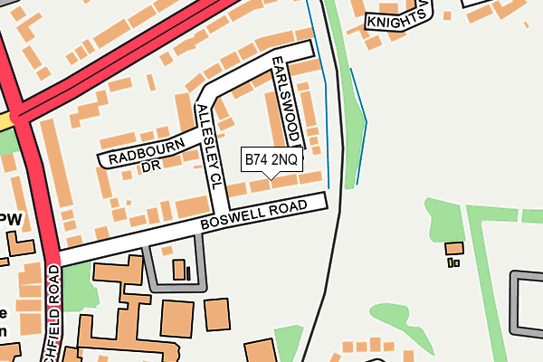 B74 2NQ map - OS OpenMap – Local (Ordnance Survey)