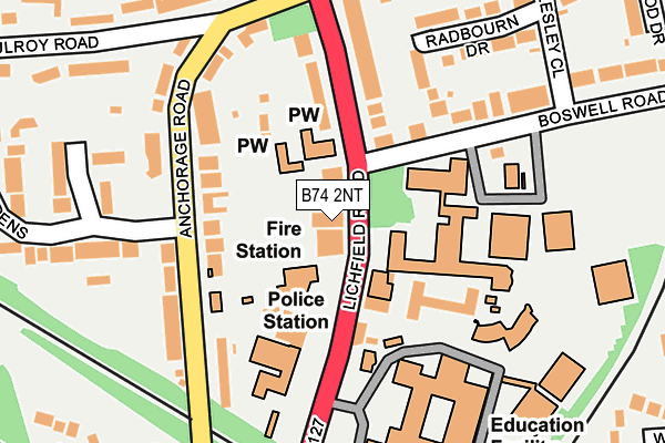 B74 2NT map - OS OpenMap – Local (Ordnance Survey)