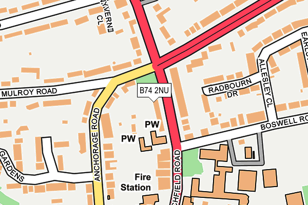 B74 2NU map - OS OpenMap – Local (Ordnance Survey)