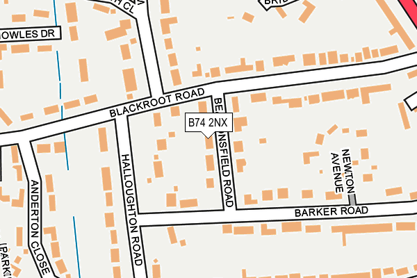 B74 2NX map - OS OpenMap – Local (Ordnance Survey)