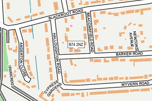 B74 2NZ map - OS OpenMap – Local (Ordnance Survey)