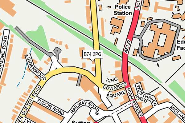 B74 2PG map - OS OpenMap – Local (Ordnance Survey)