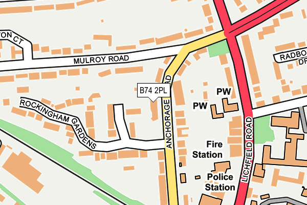 B74 2PL map - OS OpenMap – Local (Ordnance Survey)