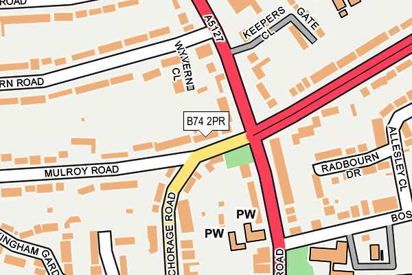 B74 2PR map - OS OpenMap – Local (Ordnance Survey)