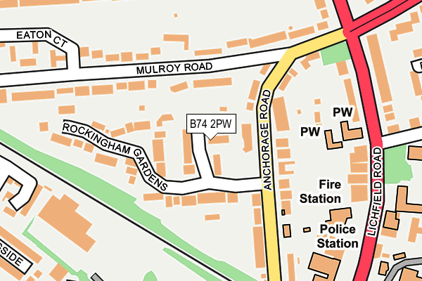 B74 2PW map - OS OpenMap – Local (Ordnance Survey)