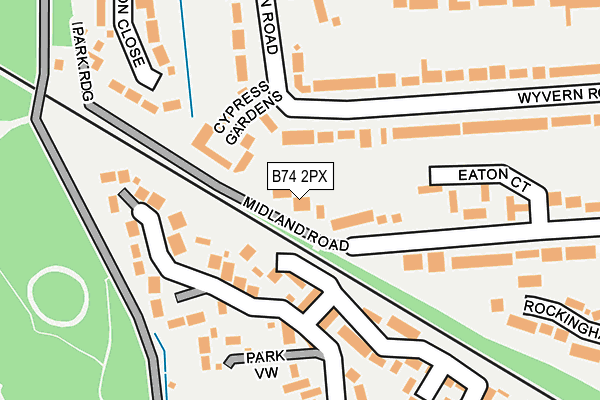 B74 2PX map - OS OpenMap – Local (Ordnance Survey)
