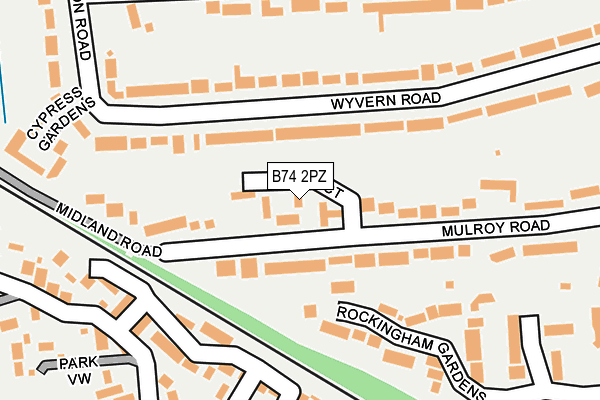 B74 2PZ map - OS OpenMap – Local (Ordnance Survey)