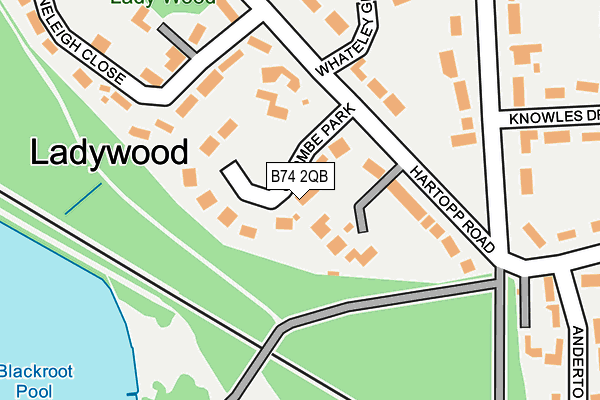 B74 2QB map - OS OpenMap – Local (Ordnance Survey)