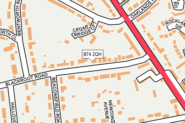 B74 2QH map - OS OpenMap – Local (Ordnance Survey)