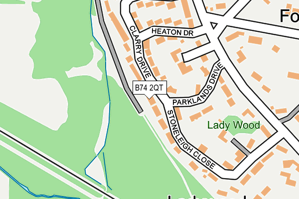 B74 2QT map - OS OpenMap – Local (Ordnance Survey)