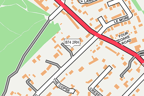 B74 2RH map - OS OpenMap – Local (Ordnance Survey)