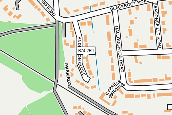 B74 2RJ map - OS OpenMap – Local (Ordnance Survey)