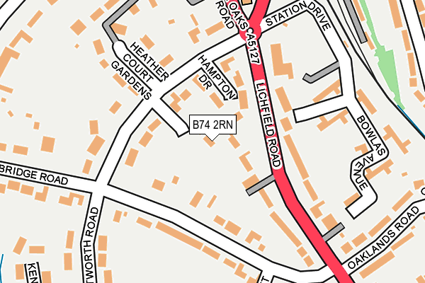 B74 2RN map - OS OpenMap – Local (Ordnance Survey)