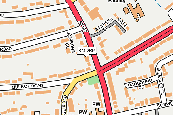 B74 2RP map - OS OpenMap – Local (Ordnance Survey)