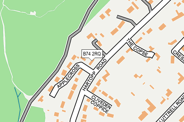 B74 2RQ map - OS OpenMap – Local (Ordnance Survey)