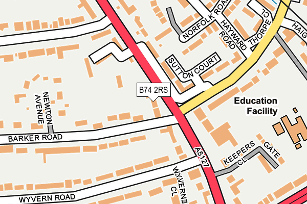 B74 2RS map - OS OpenMap – Local (Ordnance Survey)