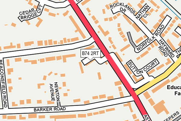 B74 2RT map - OS OpenMap – Local (Ordnance Survey)