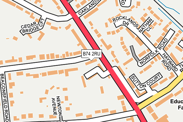 B74 2RU map - OS OpenMap – Local (Ordnance Survey)