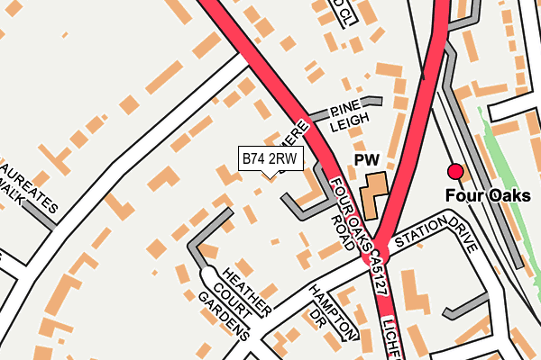 B74 2RW map - OS OpenMap – Local (Ordnance Survey)